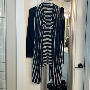 Lucky Brand long navy and cream sweater